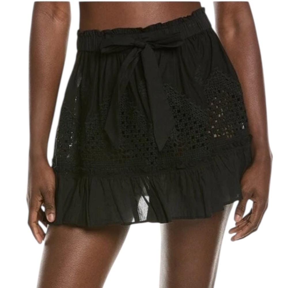 🌻NEW w/tags Ramy Brook Black Harley Cotton-Crochet Mini Skirt